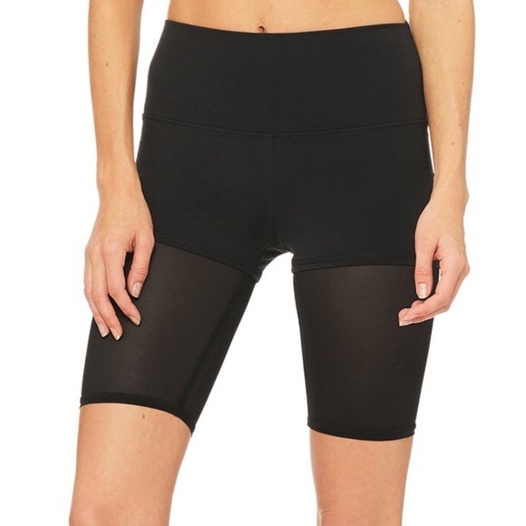 ALO Yoga Pants - Alo Yoga Mesh High Waisted Bike Shorts Black Small